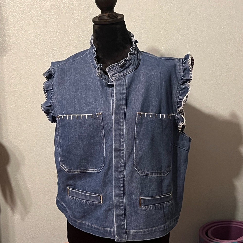 Ruffled Denim Vest